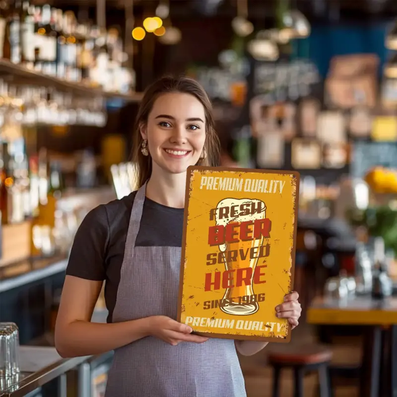 Fresh Beer Served Here - DIY Metal Poster