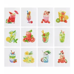 Summer Fruit Drinks - Mini Diamond Painting (12-Piece Set)
