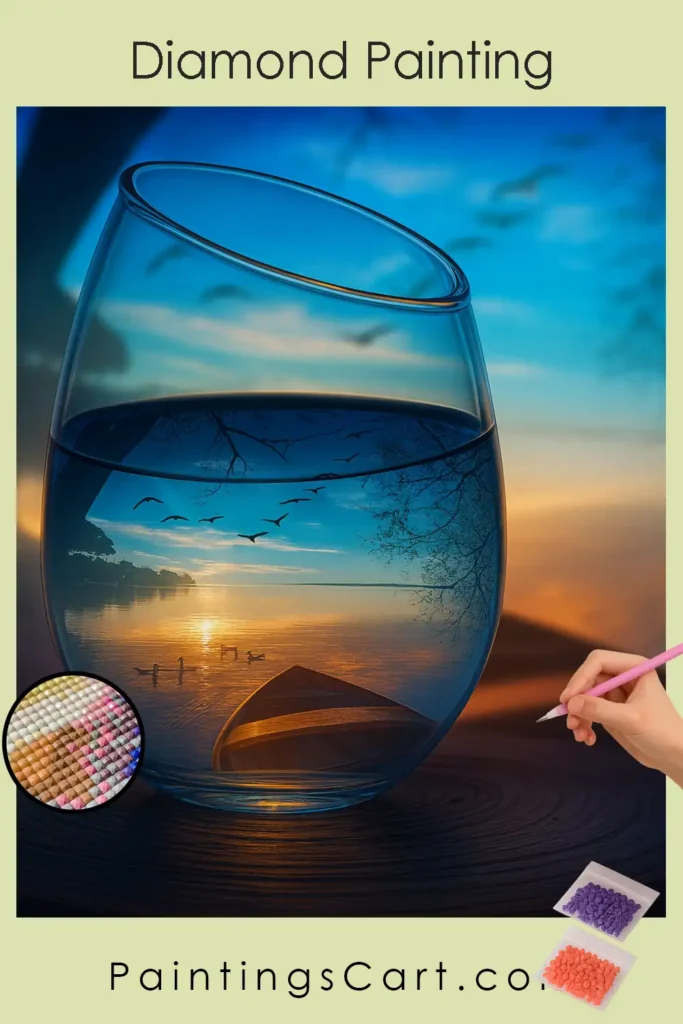 Sonnenuntergang durch ein Wasserglas 