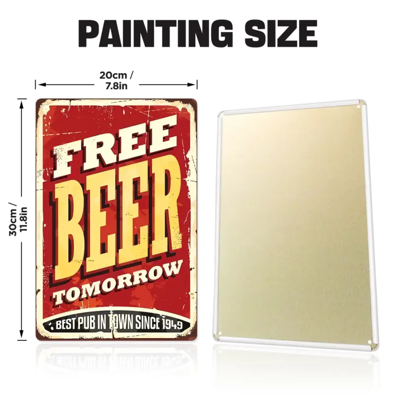 Free Beer Tomorrow - DIY Metal Bar Poster