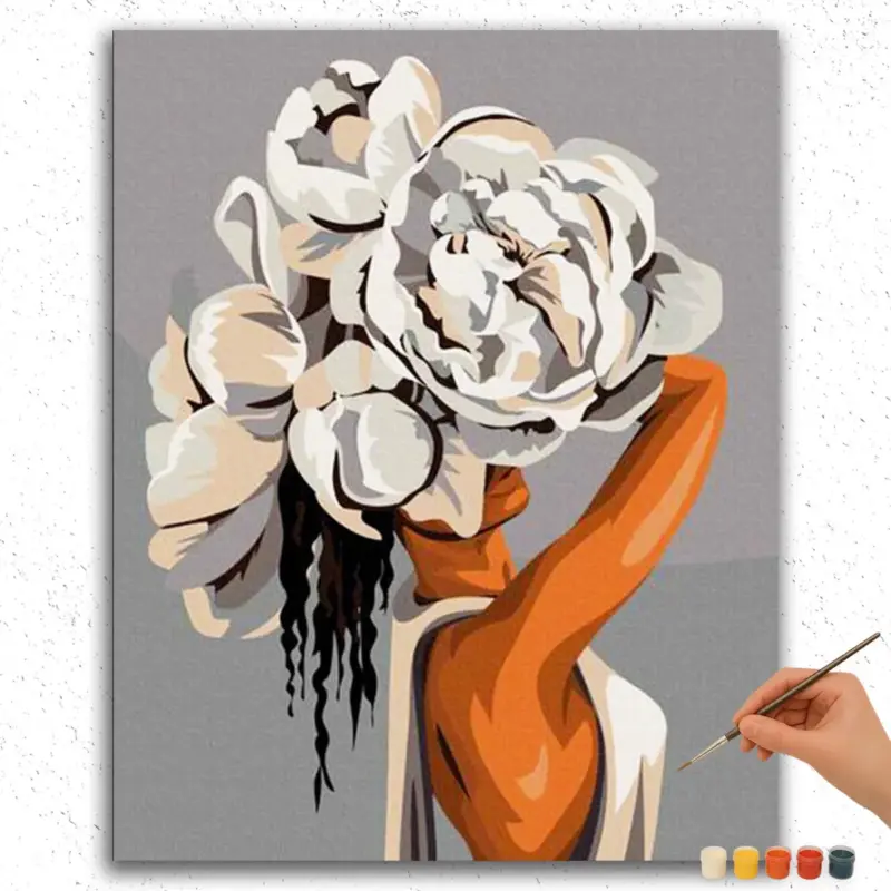 520066 Beautiful Woman and Flower