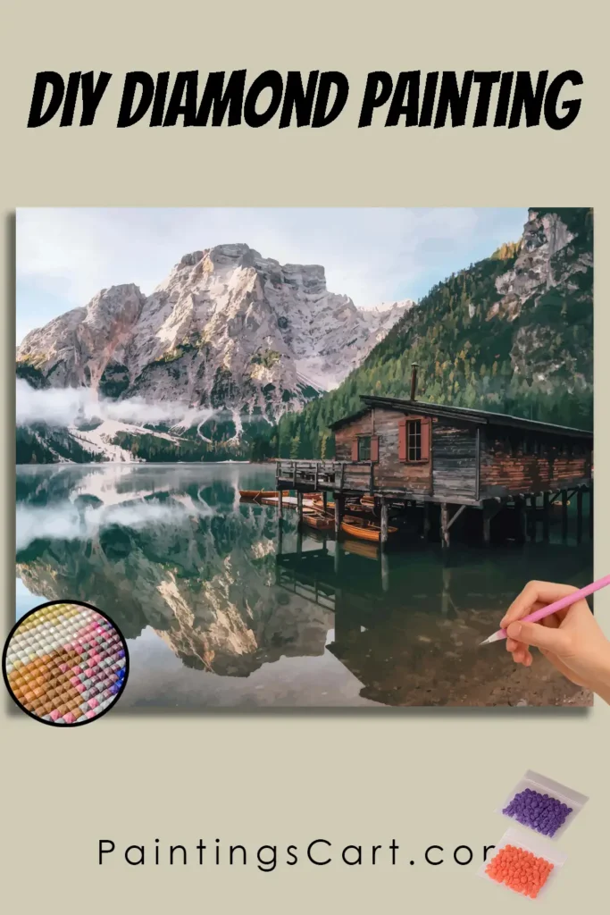 Mountains house and lake