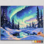 874613 Beautiful Aurora and Trees