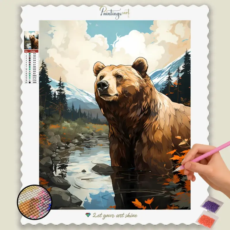 Alaska_4656_base-diamond-painting-paintingscart Bear in Mountains
