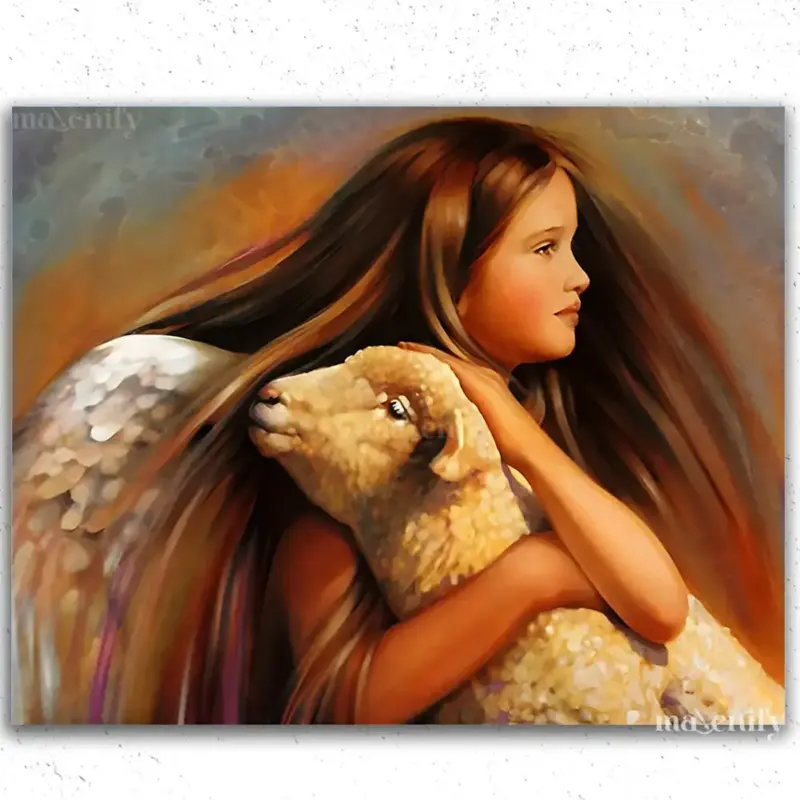 Angel-Diamond-Painting-Paint-by-numbers-Angel-4 Angel with Sheep
