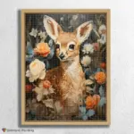 Fawn Deer and Flowers