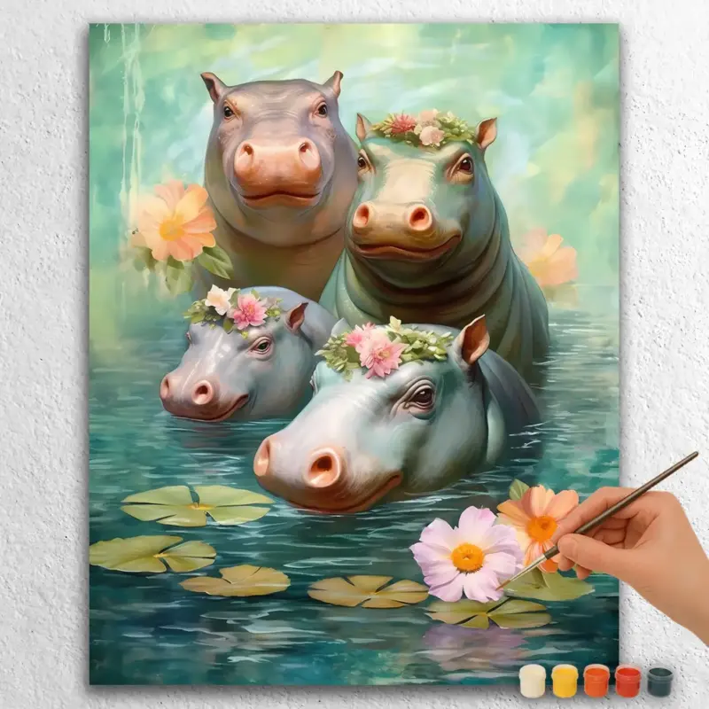 Four Baby Hippos