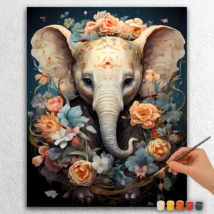 Baby Elephant and Flowers