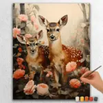 Two Deer in Flower Garden