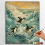 Baby-Penguins-57408 Baby Penguin Playing on The Waves