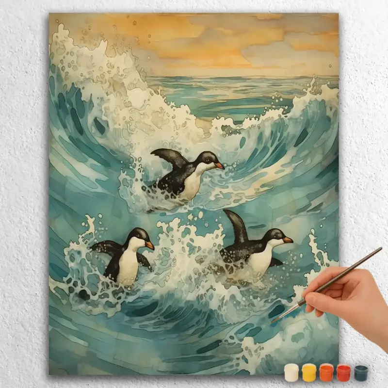 Baby-Penguins-57408 Baby Penguin Playing on The Waves