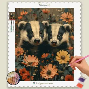 Badgers in Flowers