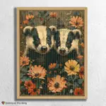 Baby_Animals_Summer_79305_float-diamond-painting-paintingscart Badgers in Flowers
