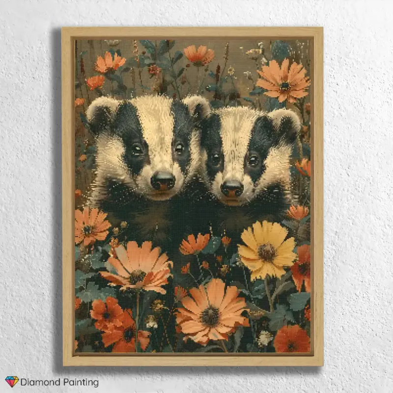 Badgers in Flowers