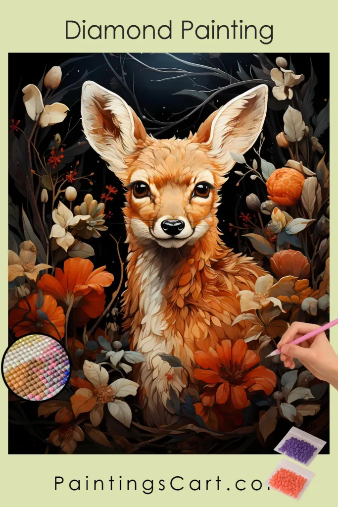 Cute Baby Deer and Flowers