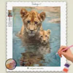 Baby_Lion_10386_base-diamond-painting-paintingscart Baby Lions in Water