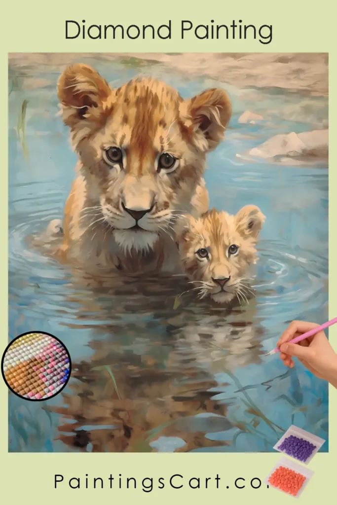 Baby Lions in Water