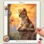 Baby_Lion_7385_base-diamond-painting-paintingscart Baby Lion Sitting on a Mountain