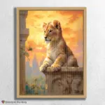 Baby_Lion_7385_float-diamond-painting-paintingscart Baby Lion Sitting on a Mountain