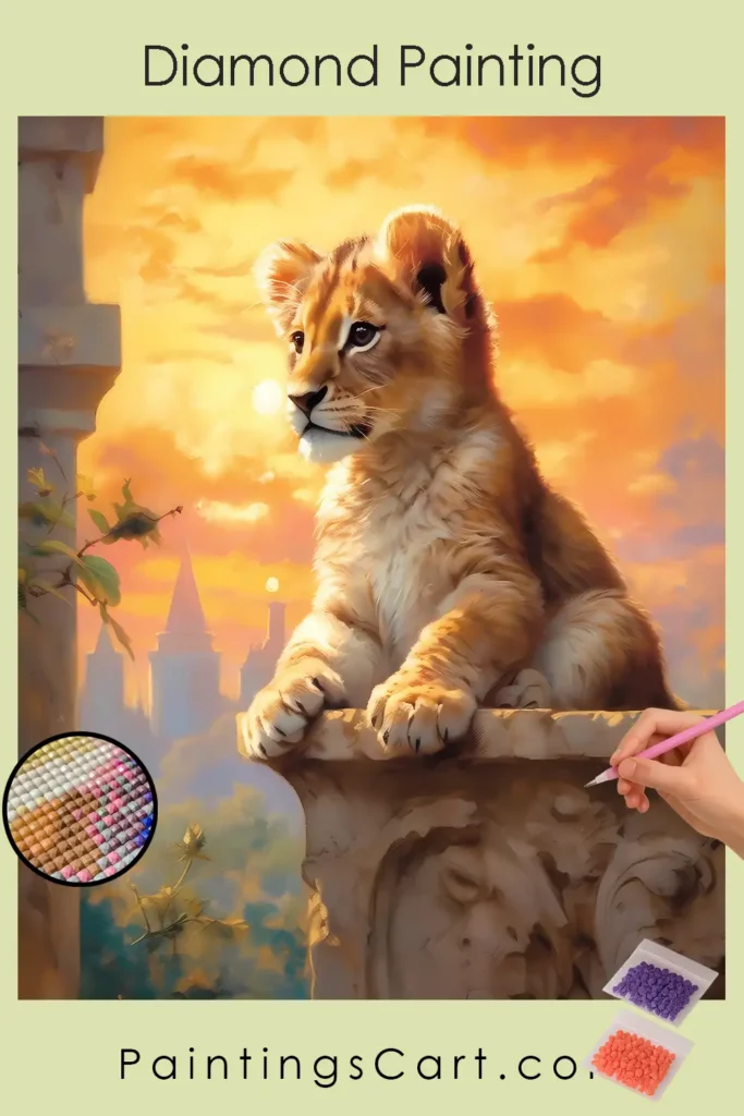 Baby Lion Sitting on a Mountain