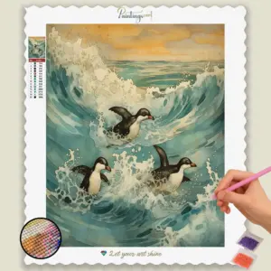 Penguin Surfing on Waves