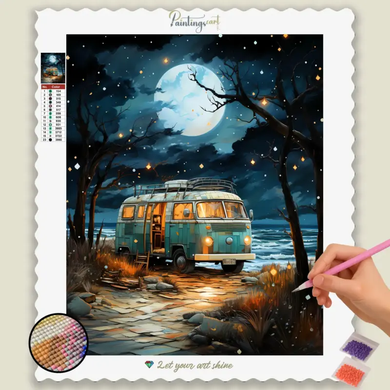 Beach_Vacation_2437_base-diamond-painting-paintingscart Beach Vacation in Moonlight