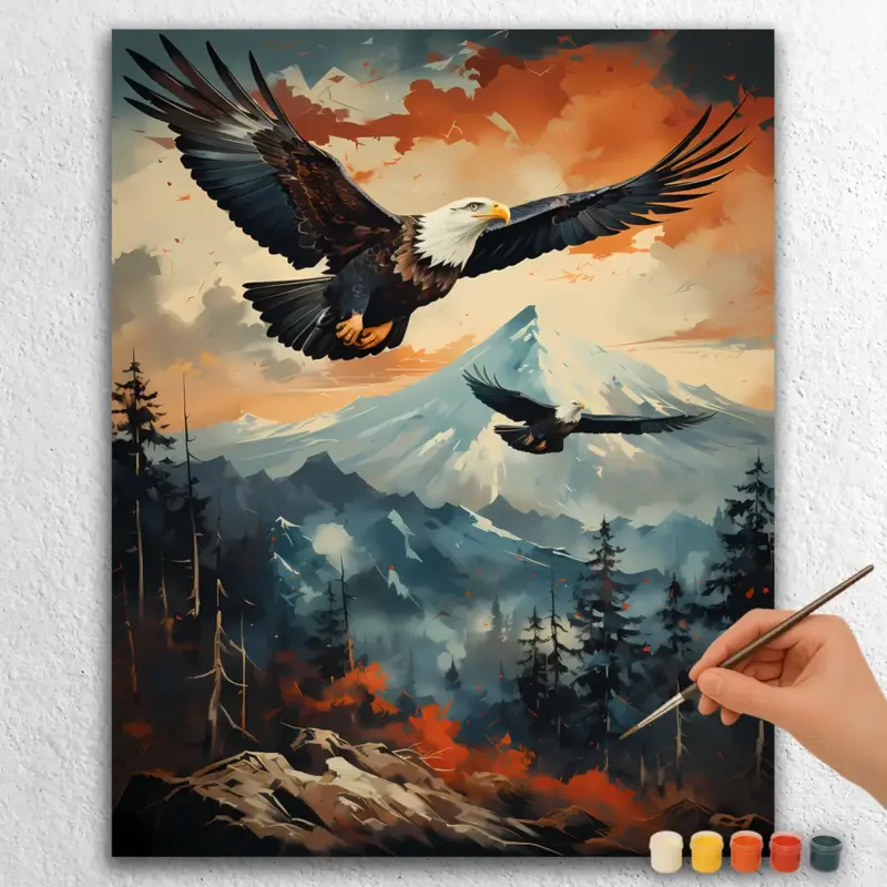 Eagles Flying Above Mountains