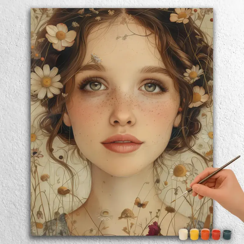 Boho-Easter-63503 Pretty Girl and Flowers