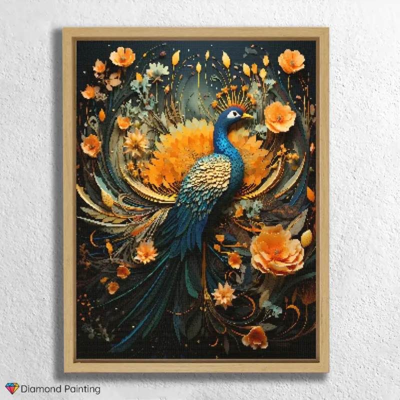 Peacock and Flowers