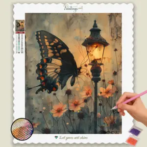 Butterfly near a light