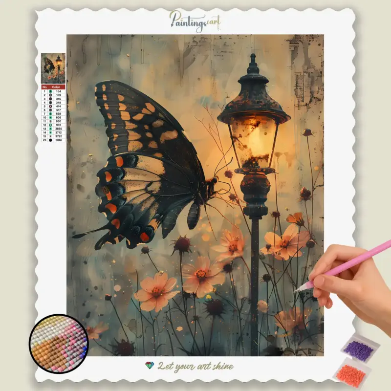 Butterfly near a light