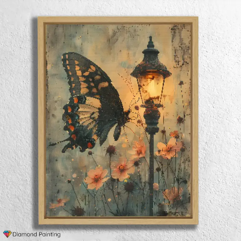 Butterfly near a light