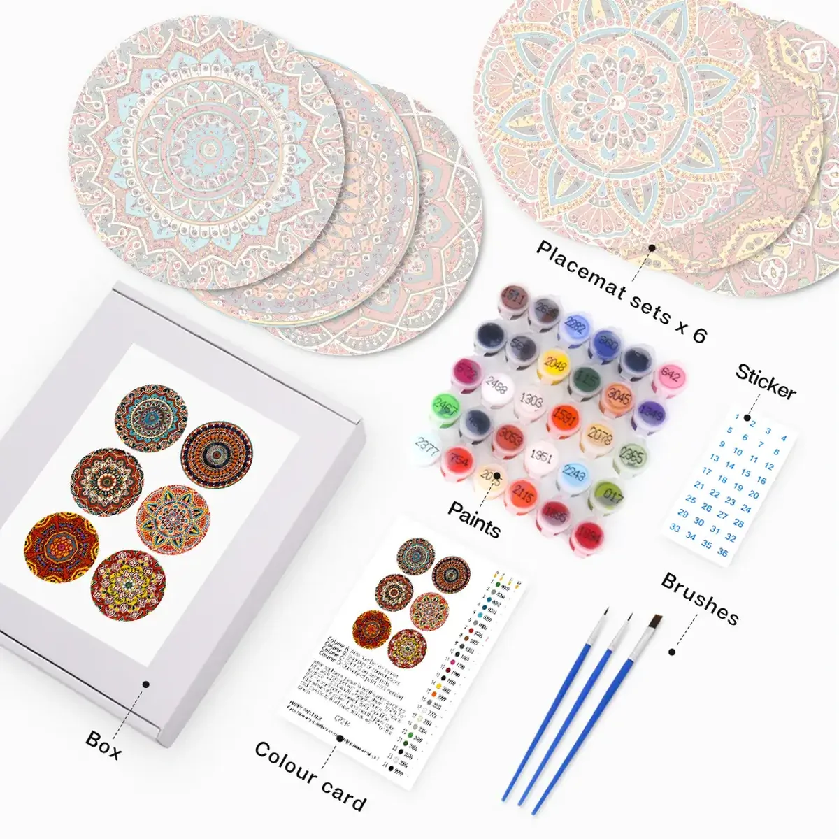 Mandala Art Placemats - Paint by Numbers