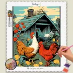 Cartoon-Style_Farm_10654_base-diamond-painting-paintingscart Cock and Hen, Cartoon Style