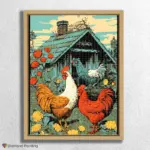 Cartoon-Style_Farm_10654_float-diamond-painting-paintingscart Cock and Hen, Cartoon Style