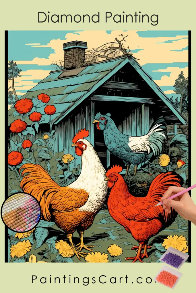 Cock and Hen, Cartoon Style