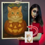 cat in pumpkin - Custom halloween pet portrait