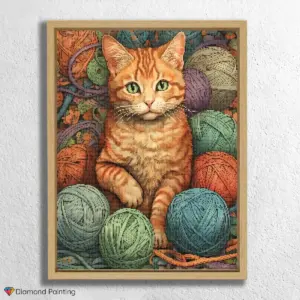 Cat with Yarn Balls