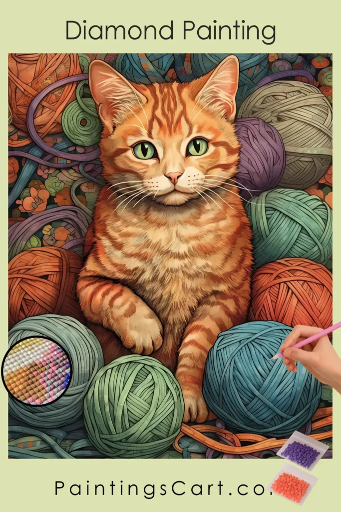 Cat with Yarn Balls