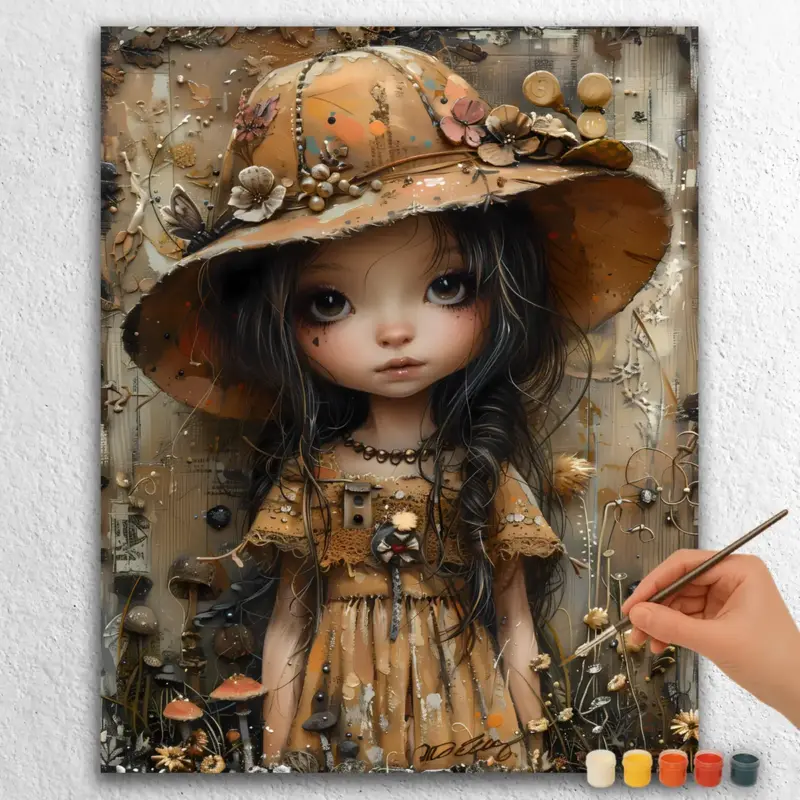 Cute Girl with Flowers on Hat