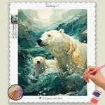 Cute_Arctic_Animals_14940_base-diamond-painting-paintingscart White Polar Bear in Sea