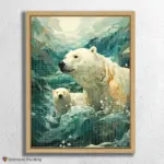 Cute_Arctic_Animals_14940_float-diamond-painting-paintingscart White Polar Bear in Sea