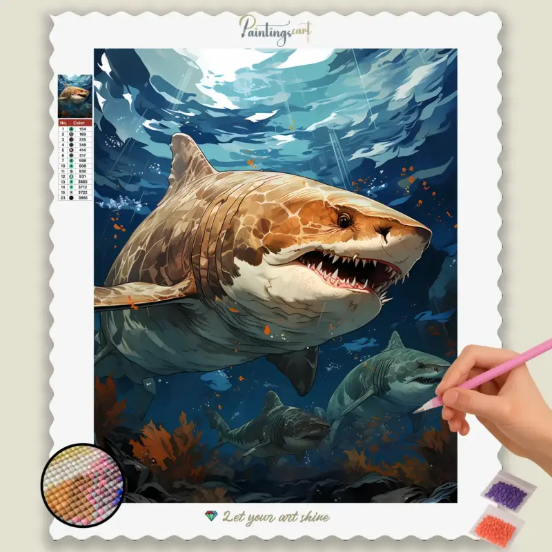 Cute_Arctic_Animals_21947_base-diamond-painting-paintingscart Cute Shark in Sea