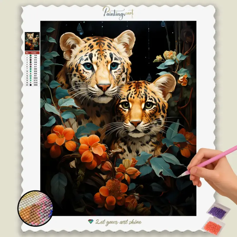 Cute_Jungle_51019_base-diamond-painting-paintingscart Cute Jaguar in Jungle