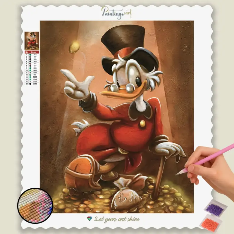 Donald_duck_base-diamond-painting-paintingscart Lustige Ente mit Hut