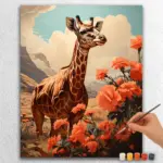Giraffe and Summer Flowers