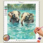 Cute Elephants in Water