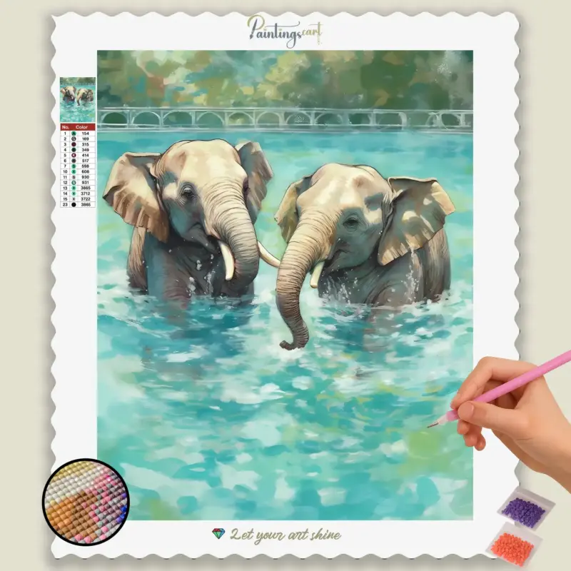 Cute Elephants in Water
