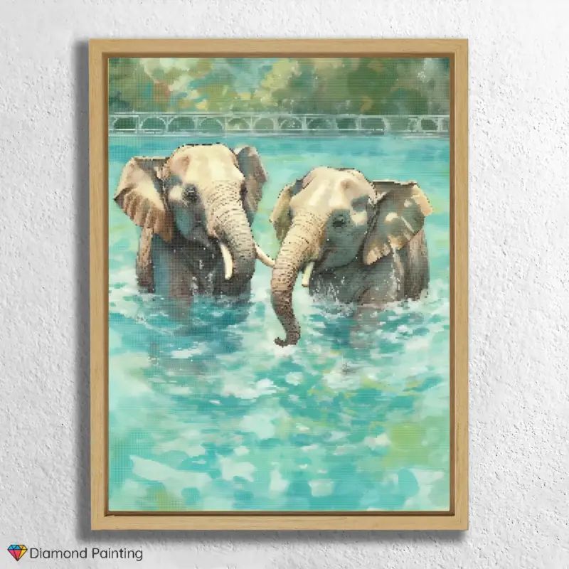 Cute Elephants in Water