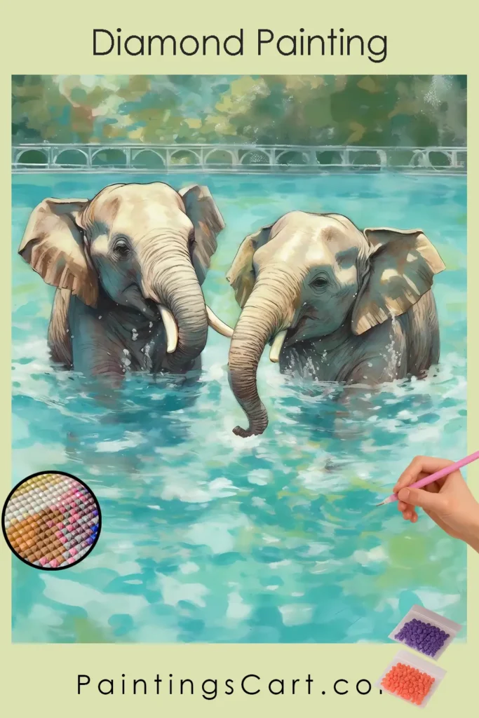 Cute Elephants in Water